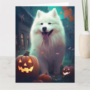 Halloween Samoyed with Pumpkins Scary Kort