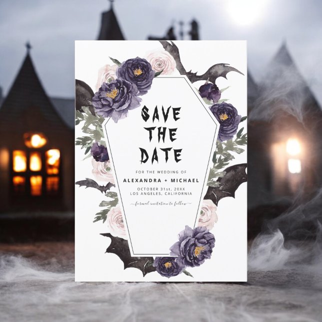 Halloween Save the Date Gotiskt Bröllop Spara Datumet (Skapare uppladdad)