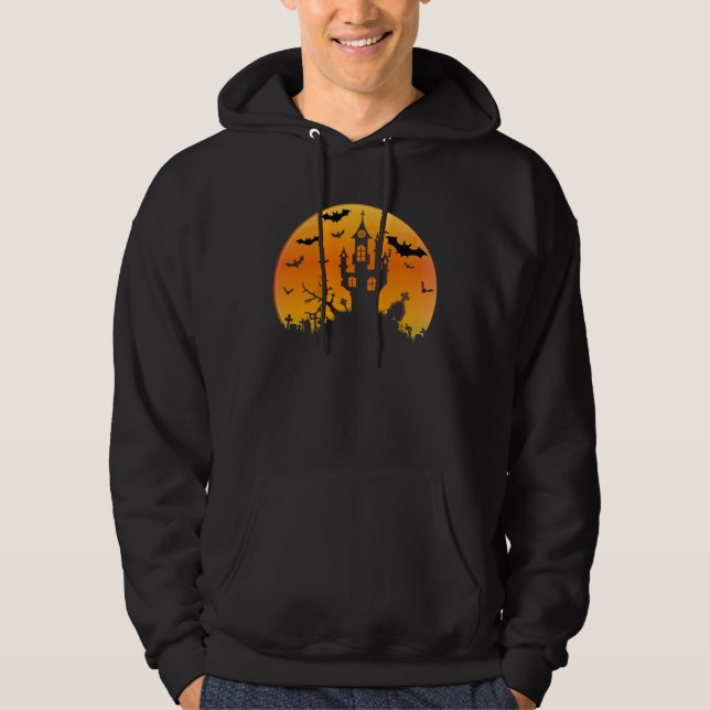 Halloween Scape Haunted House Fun Scare Creepy Hoodie (Framsida)
