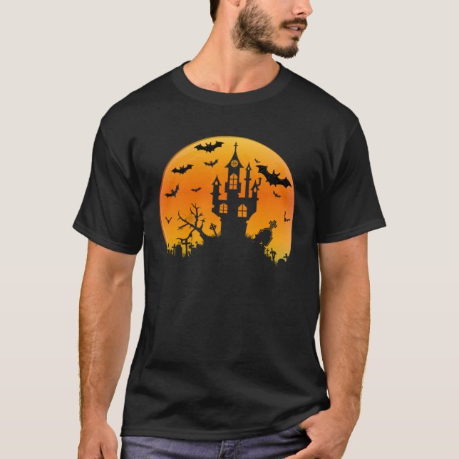 Halloween Scape Haunted House Fun Scare Creepy T Shirt (Framsida)