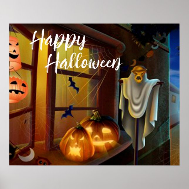 Halloween Scarecrow, Bats and Pumpkins Poster (Framsidan)