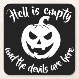 Halloween Scary Ansikte Jack-O-Lantern Anpassnings Underlägg Papper Kvadrat