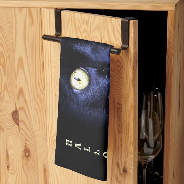 Halloween Scary Black Cat Horror Mörk Natt Kökshandduk (Thirds Fold)