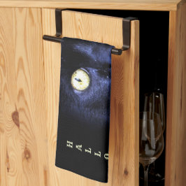 Halloween Scary Black Cat Horror Mörk Natt Kökshandduk