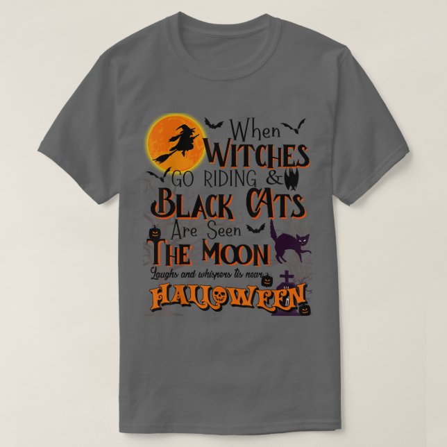Halloween Scary Black Cat Jackolantern Witches Bat T Shirt (Design framsida)