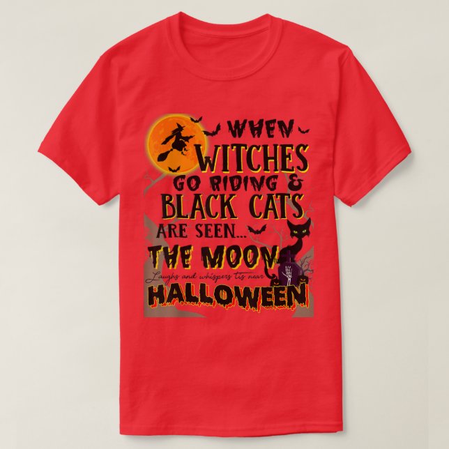 Halloween Scary Black Cat Jackolantern Witches Fla T Shirt (Design framsida)