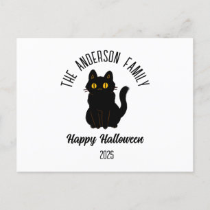 Halloween Scary Black Cat Personlig Namn Helg Vykort
