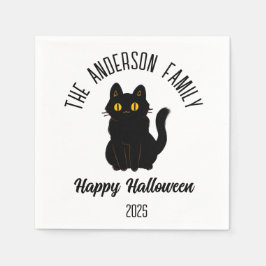 Halloween Scary Black Cat Personlig Namn Pappersservett