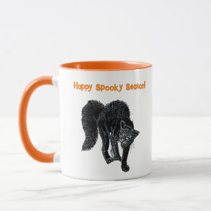Halloween Scary Black Cat Spooky Helgdag Tecknad Mugg