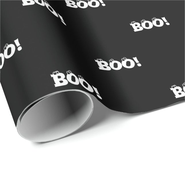 Halloween Scary Boo! ögonbullarna svarta vita möns Presentpapper (Rullad Hörn)