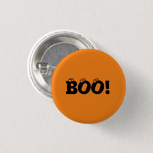 Halloween Scary Boo! svartvit orange Knapp