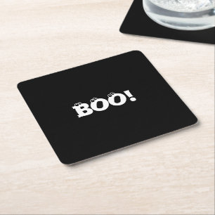 Halloween Scary Boo! vita ögonbollar Underlägg Papper Kvadrat