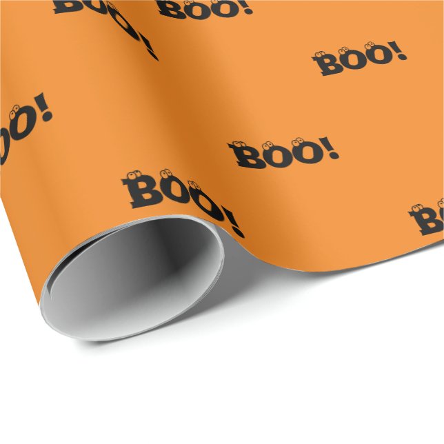 Halloween Scary Boo! Yebullar svart orange mönster Presentpapper (Rullad Hörn)