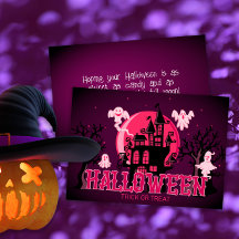 Halloween Scary Castle Ghost och Lila Rosa Måne