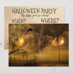 Halloween Scary Cat Ögon Party-inbjudan Inbjudningar