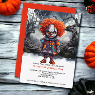 Halloween Scary Clown in Skogen Inbjudningar