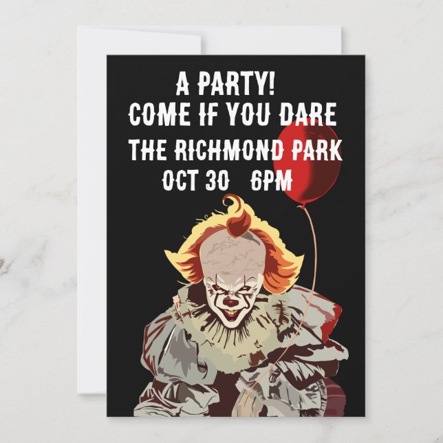 HALLOWEEN SCARY CLOWN PARTY INVITATIONS INBJUDNINGAR (Framsida)