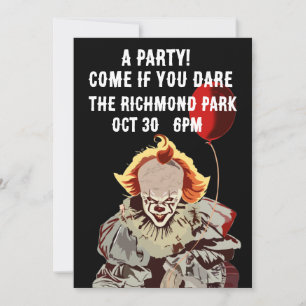 HALLOWEEN SCARY CLOWN PARTY INVITATIONS INBJUDNINGAR