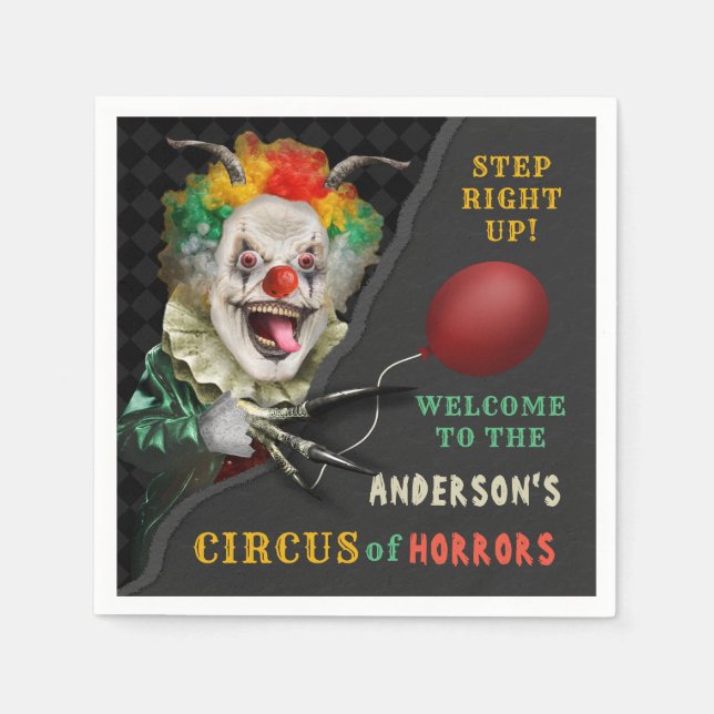 Halloween Scary Clown Vuxen Creepy Circus Party Pappersservett (Framsidan)