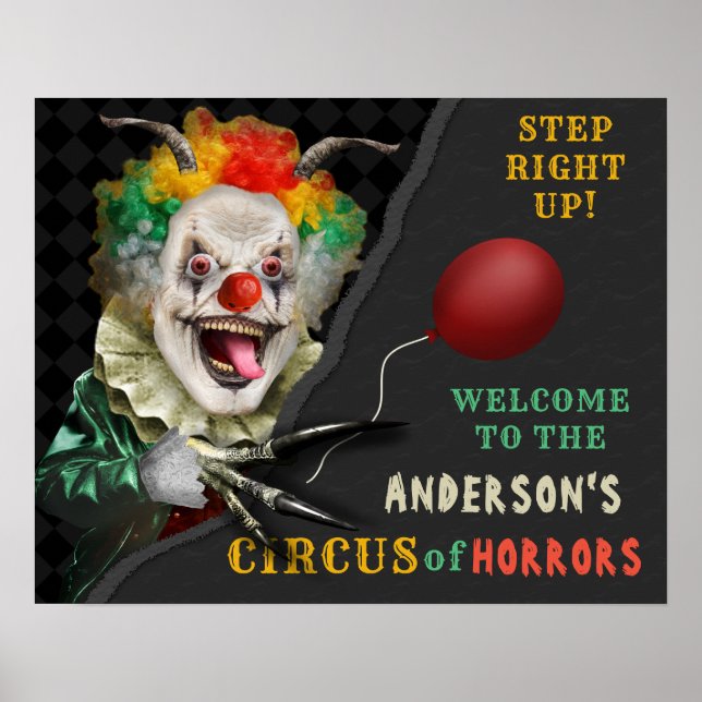 Halloween Scary Clown Vuxen Creepy Circus Party Poster (Framsidan)