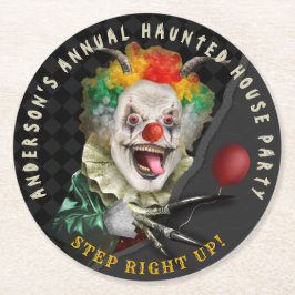 Halloween Scary Clown Vuxen Creepy Circus Party Underlägg Papper Rund