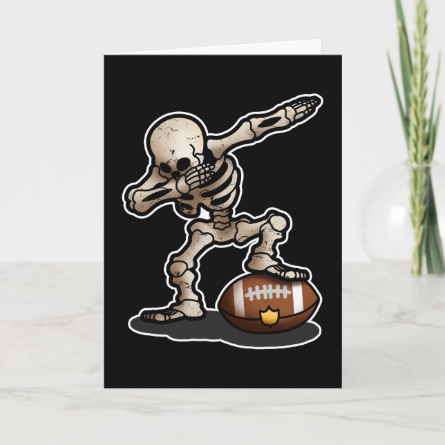Halloween Scary Dabbing Skeleton Football Player Kort (Framsida)