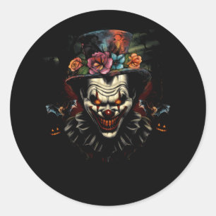 Halloween Scary Evil Clown Mask Horror Ansikte Zom Runt Klistermärke