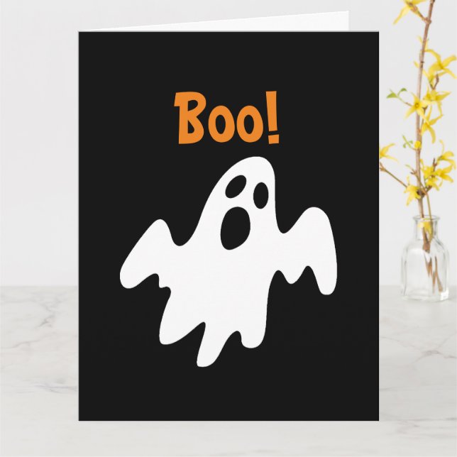 Halloween Scary Funny Helgdag Ghost Says Boo Kort (Gul blomma)