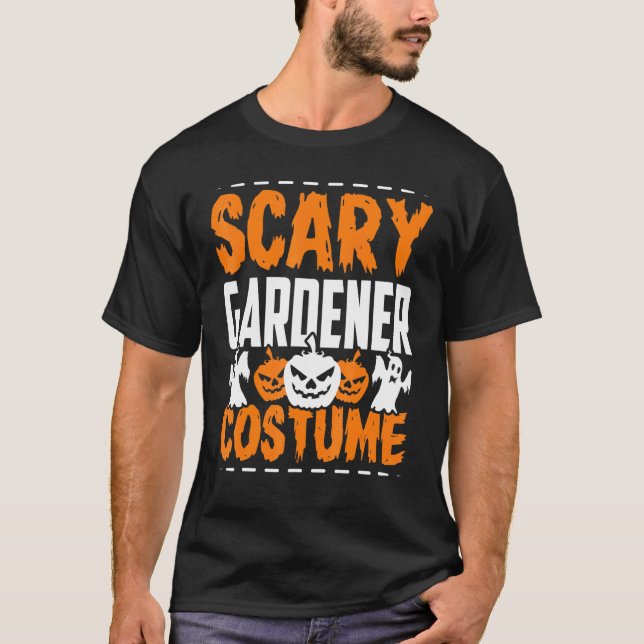 Halloween Scary Gardener Costume T Shirt (Framsida)