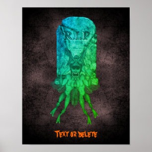 Halloween Scary Goblin Gravsten Personlig Poster