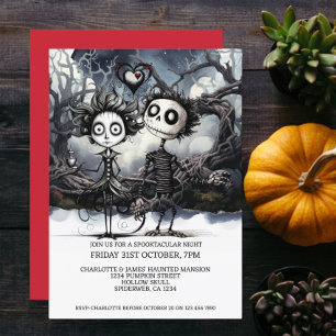 Halloween-scary Gothic par i Skogen Inbjudningar