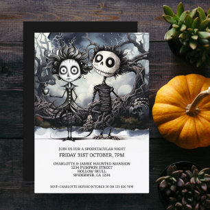 Halloween-scary Gothic par i Skogen Inbjudningar