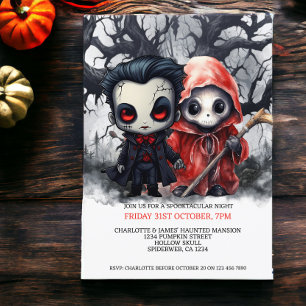 Halloween Scary Grim Reaper och Vampire Inbjudningar
