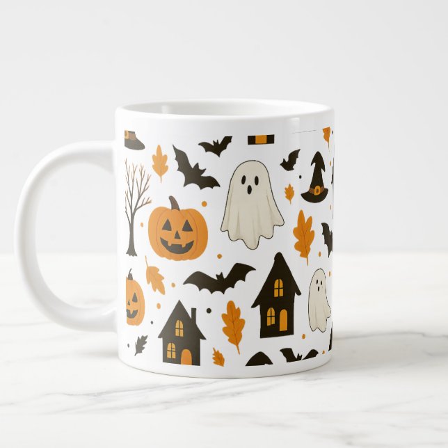 Halloween Scary Mönster - Spooky & Festive Jumbo Mugg (Vänster)