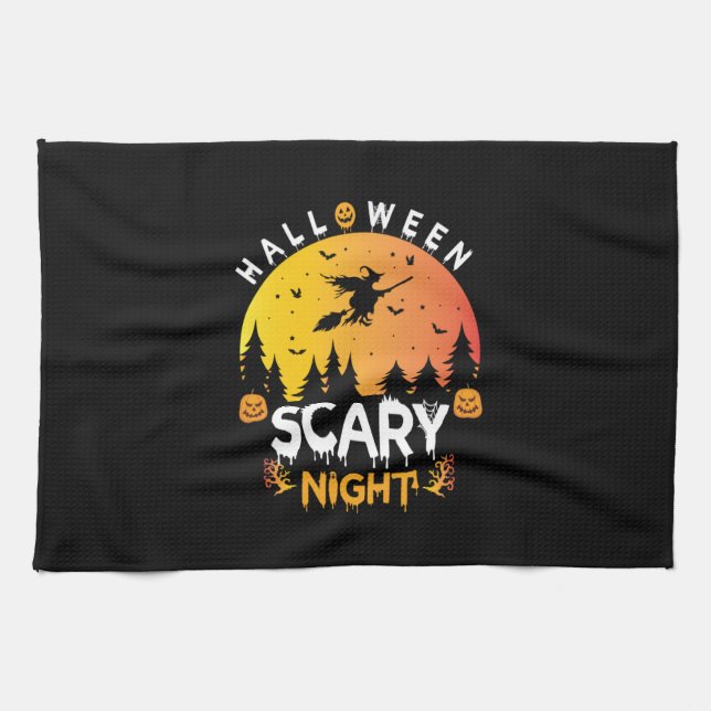 Halloween Scary Night Birthday Kökshandduk (Horisontell)