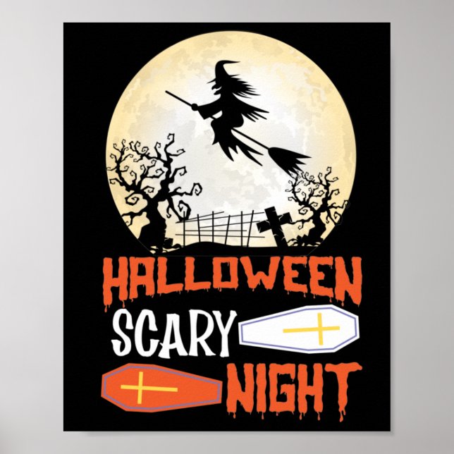 Halloween Scary Night Creepy Witch Poster (Framsidan)