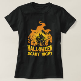 Halloween Scary Night Haunted House Design T Shirt