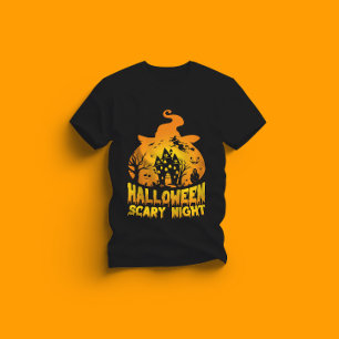 Halloween Scary Night Haunted House Design T Shirt