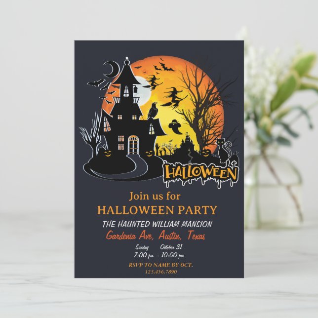 Halloween Scary Night Planner Party Inbjudningar (Stående Fram)