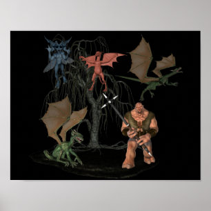 Halloween Scary Ogre Goblin Kreaturer Poster