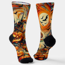 Halloween Scary Orange Black Novelty