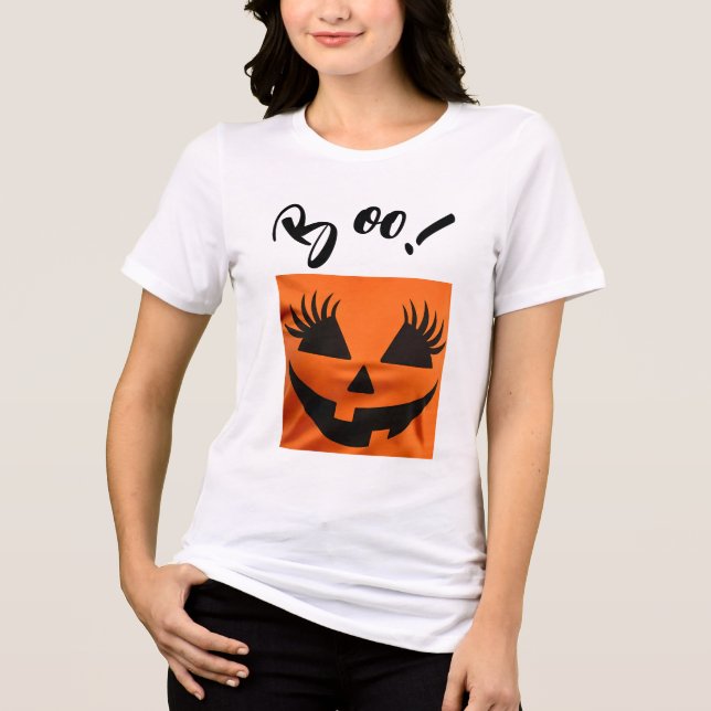 Halloween Scary Orange Jack-O-Lantern Anpassningsb T Shirt (Framsida)
