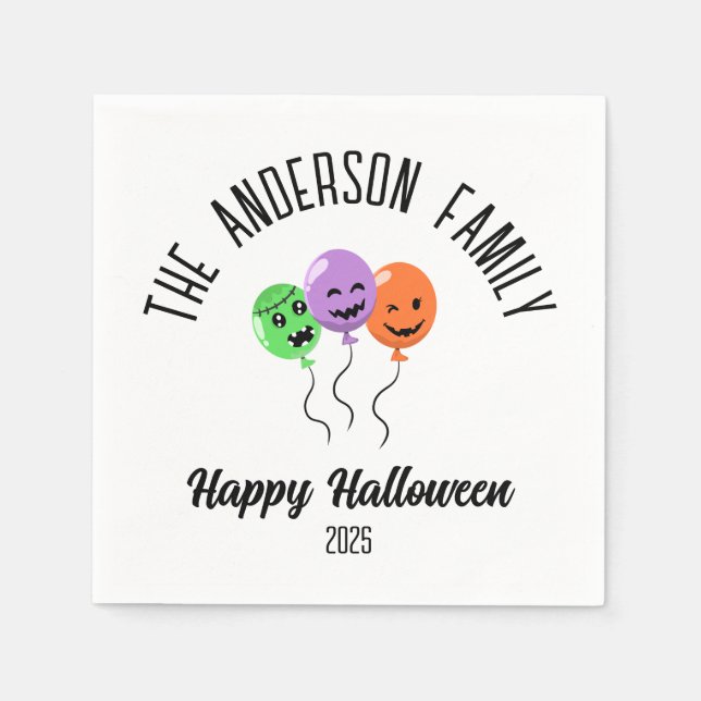 Halloween Scary Pumpkin Balloons Personlig Namn Pappersservett (Framsidan)