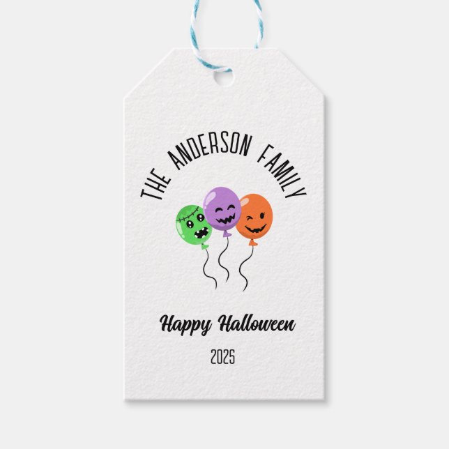 Halloween Scary Pumpkin Balloons Personlig Namn Presentetikett (Framsidan)