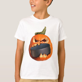 Halloween Scary Pumpkin Eating Puck T Shirt