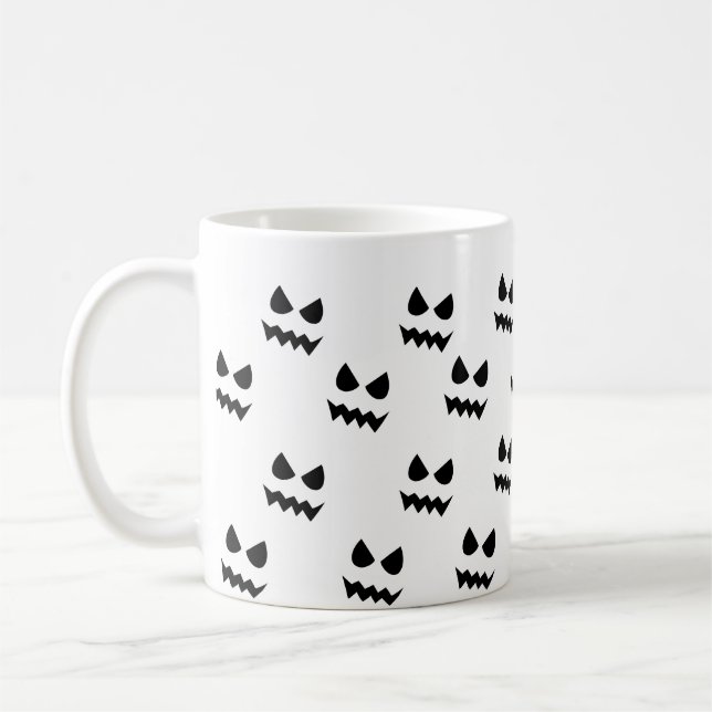 Halloween Scary Pumpkin Ghost Ansikte Kaffemugg (Vänster)