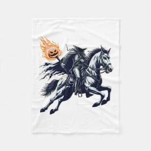 Halloween Scary Pumpkin Headless Horseman Fleecefilt