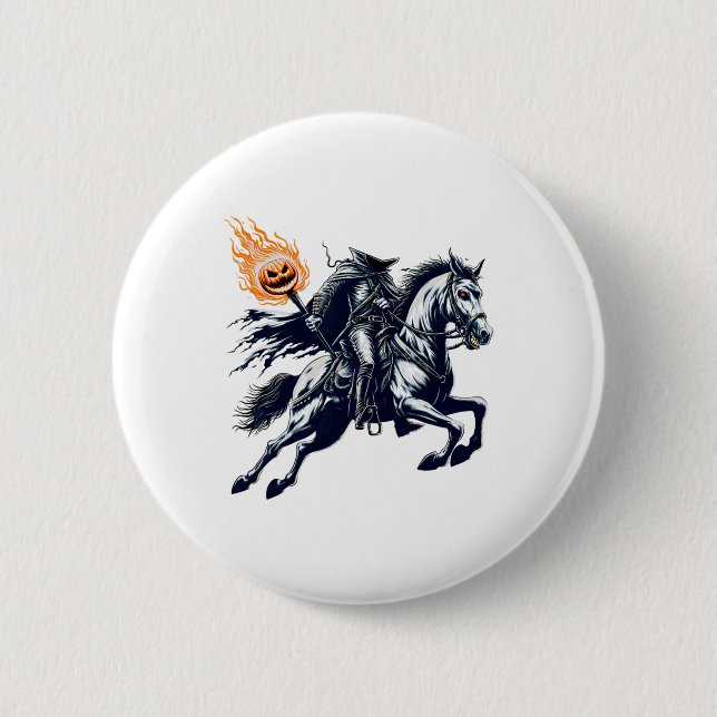 Halloween Scary Pumpkin Headless Horseman Knapp (Framsida)