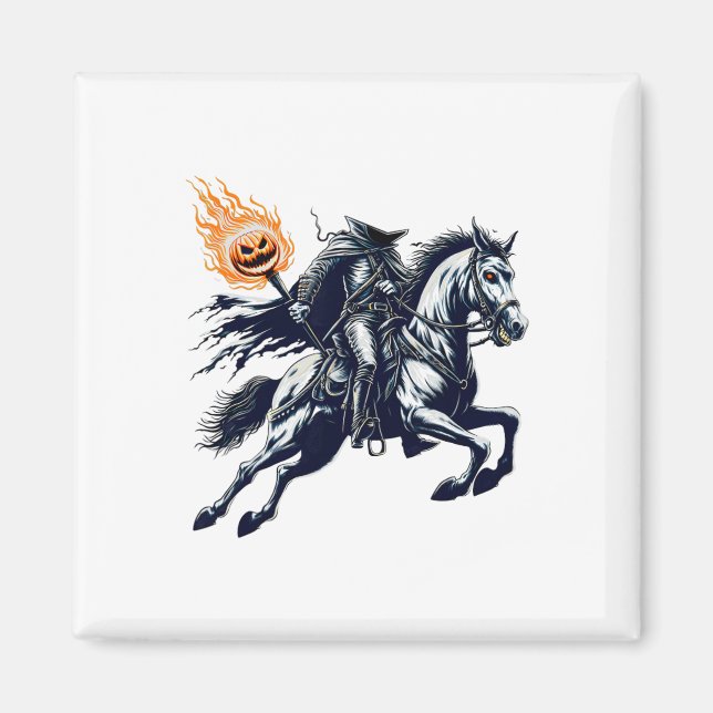 Halloween Scary Pumpkin Headless Horseman Magnet (Framsidan)