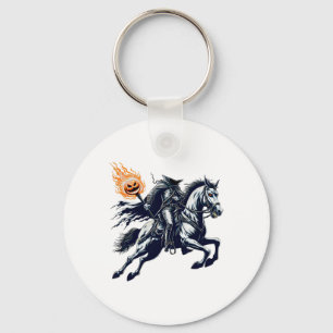 Halloween Scary Pumpkin Headless Horseman Nyckelring